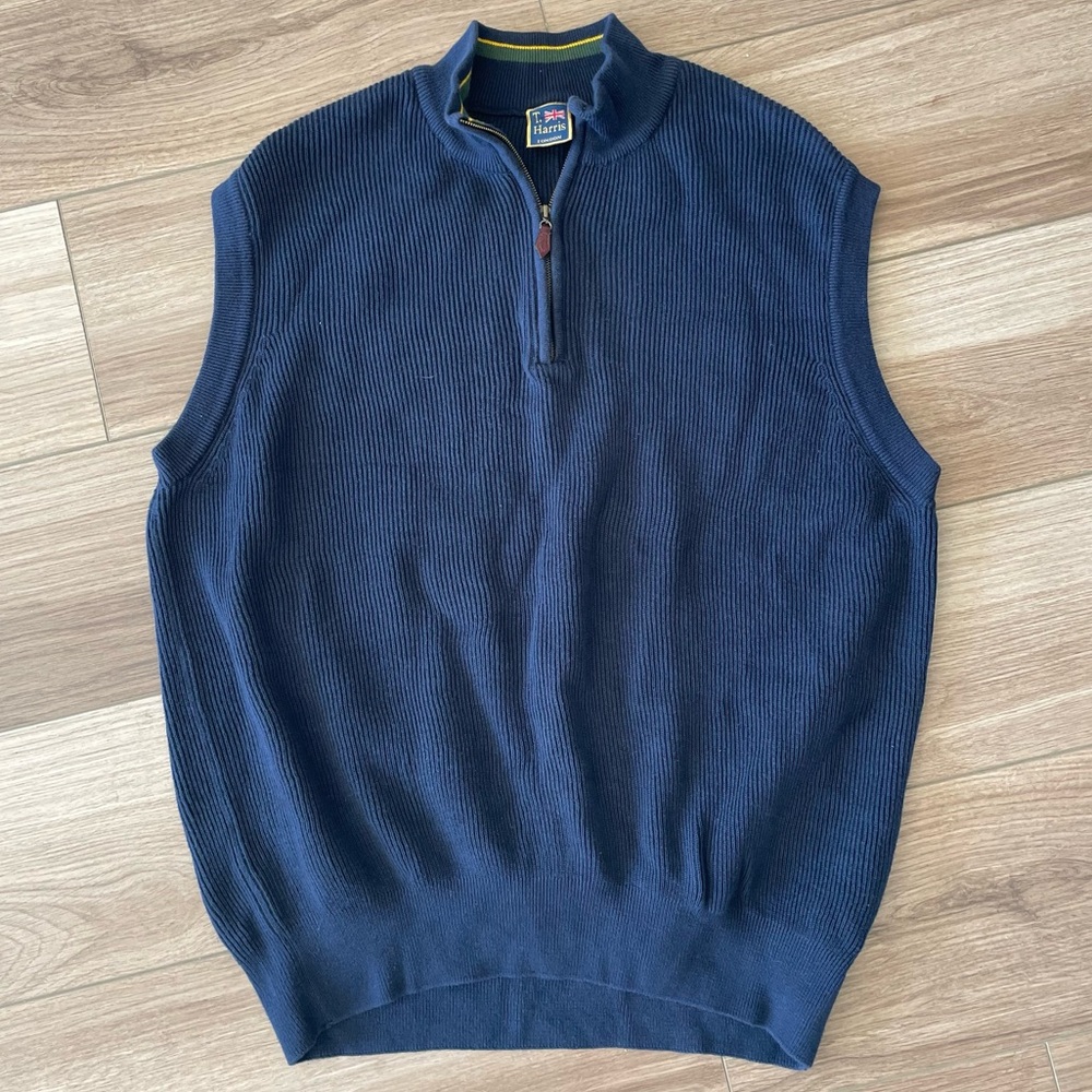 T Harris London 1/4 Zip Cotton Sweater Vest